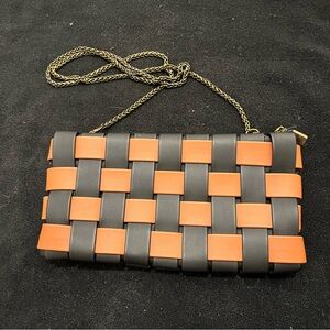 Anthropologie Woven Black and Brown Clutch